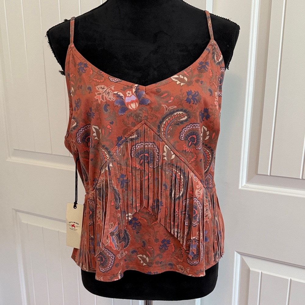 Idyllwind Rust Paisley Fringe Tank Top